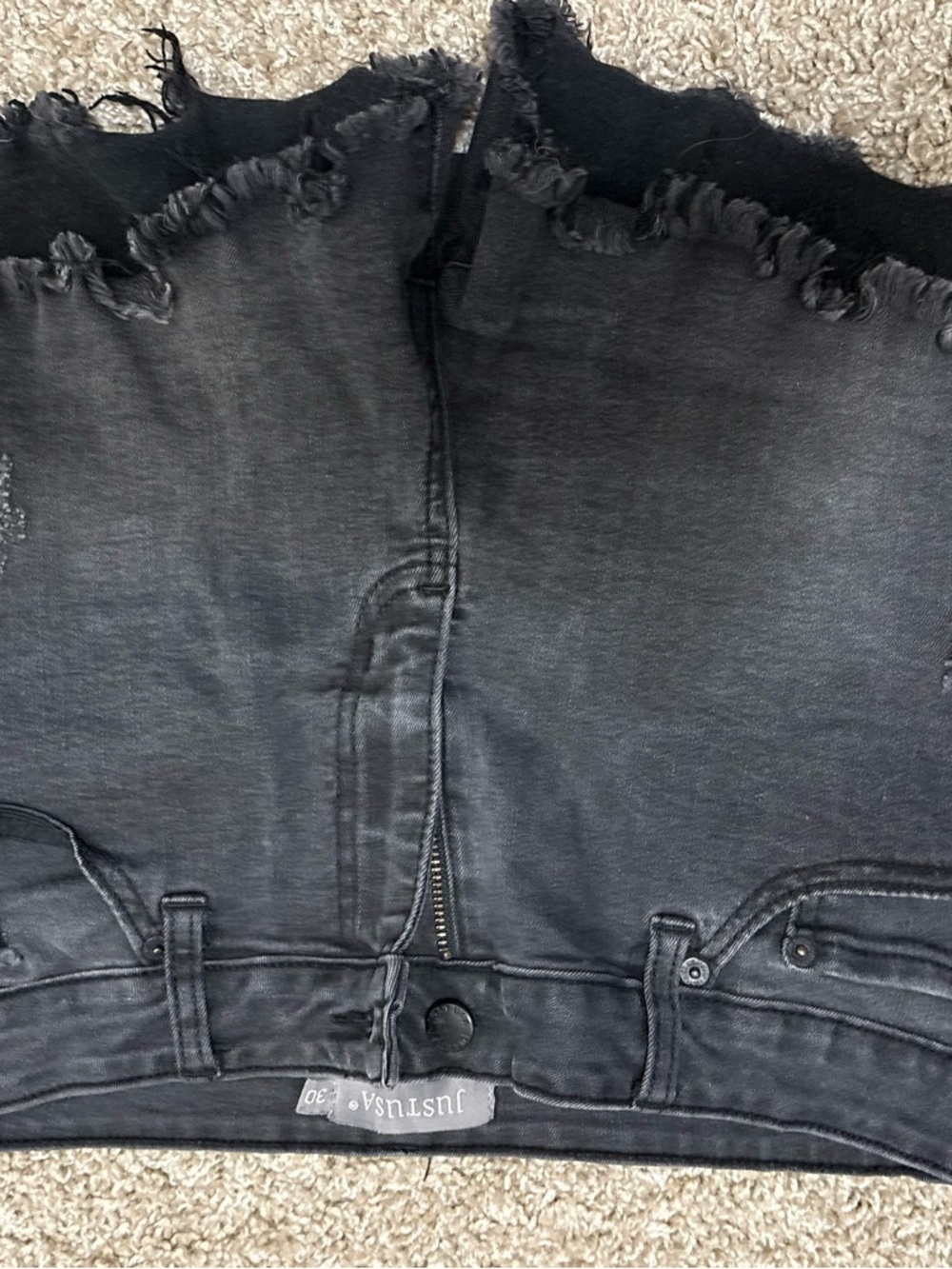 Just USA Black Distressed Denim Cutoff Shorts